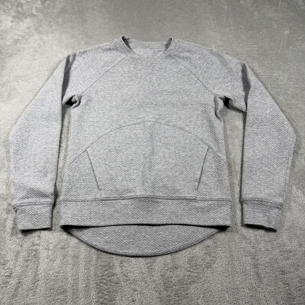 Lululemon‎ Catch a Moment Crewneck Pullover Women 4 Gray Raglan Sleeve Textured